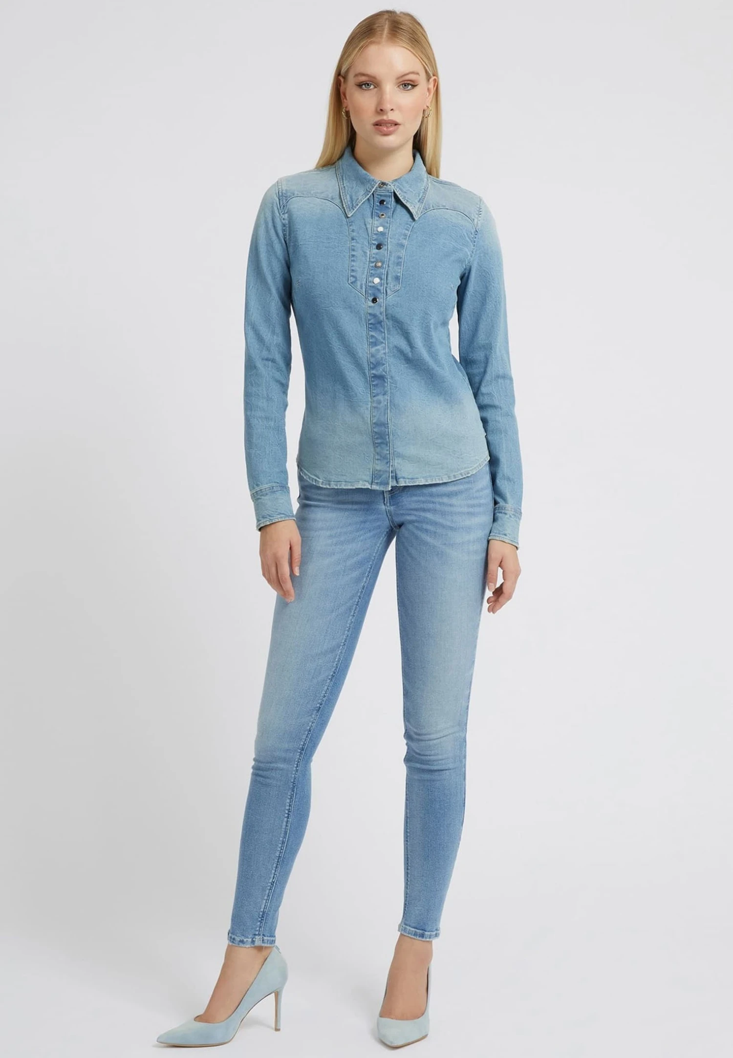 Guess Western-Style-Hemd - Overhemdblouse - Blau - Afbeelding 2