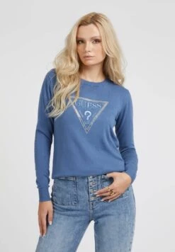 Guess Ls Rn Diane Triangle Logo Swtr - Trui - Himmelblau