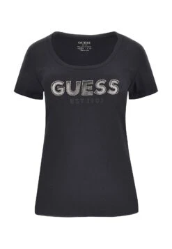 Guess Logo Frontale - T-Shirt Print - Nero