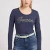 Guess Mit Strass Logo - Longsleeve - Dunkelblau
