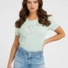 Guess Mit Strass - T-Shirt Print - Grün