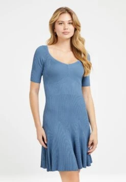 Guess Fit And Flare - Gebreide Jurk - Himmelblau