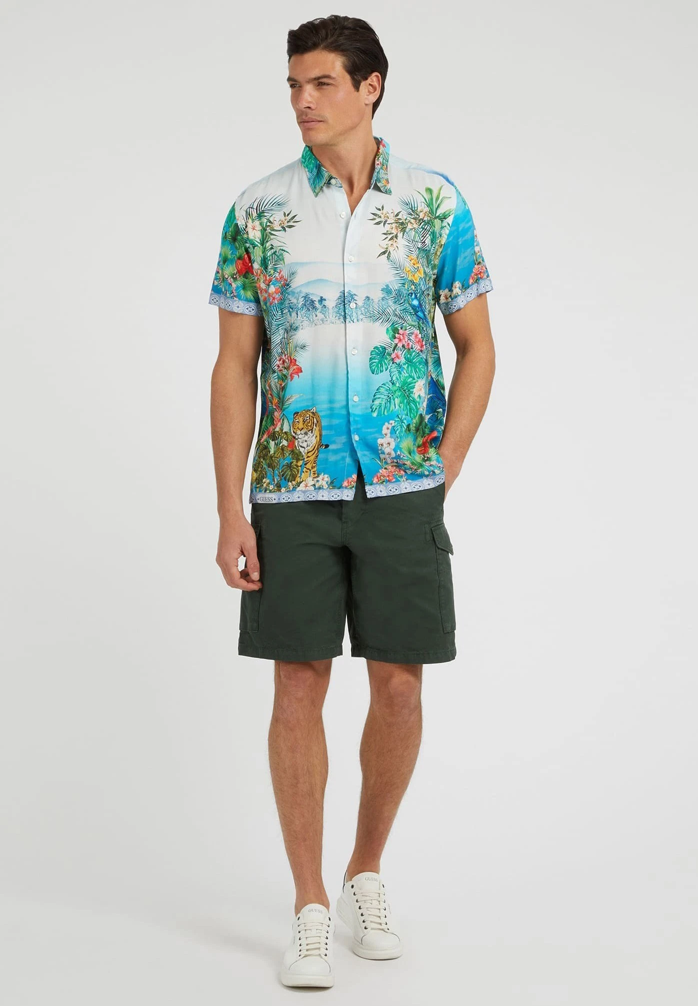 Guess Bedrucktes - Overhemd - Mehrfarbig Grundton Blau - Afbeelding 2