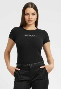 Guess Mit Frontlogo - T-Shirt Print - Schwarz