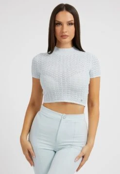 Guess Mit Lochmuster - T-Shirt Basic - Himmelblau